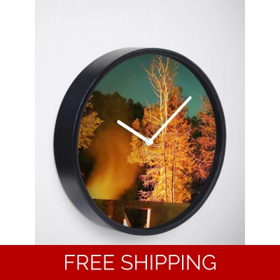 Clock Black natural Bamboo Wood Fire in the Sky at Le Studio 2019